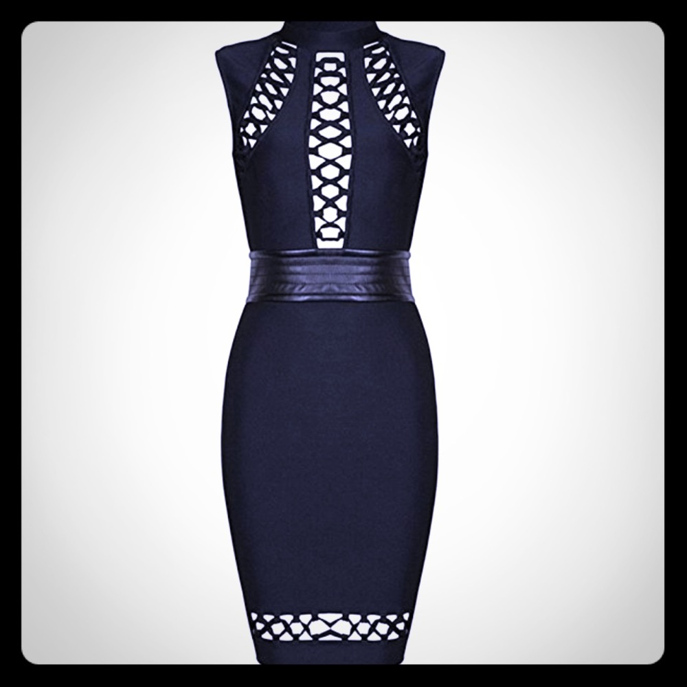 Very Sexy & Elegant Black lace up bandage dress - Picture 4 of 8